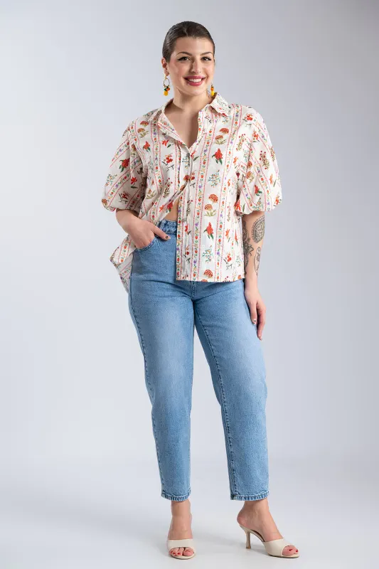 Cotton Shirt Balloon Sleeves