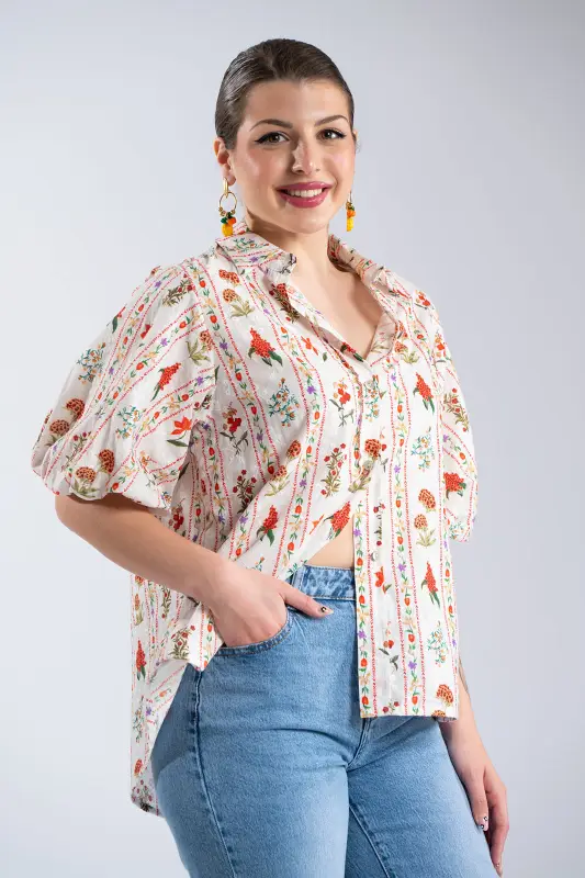 Cotton Shirt Balloon Sleeves