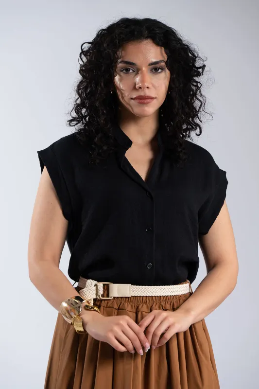 Mao Collar Cotton Shirt