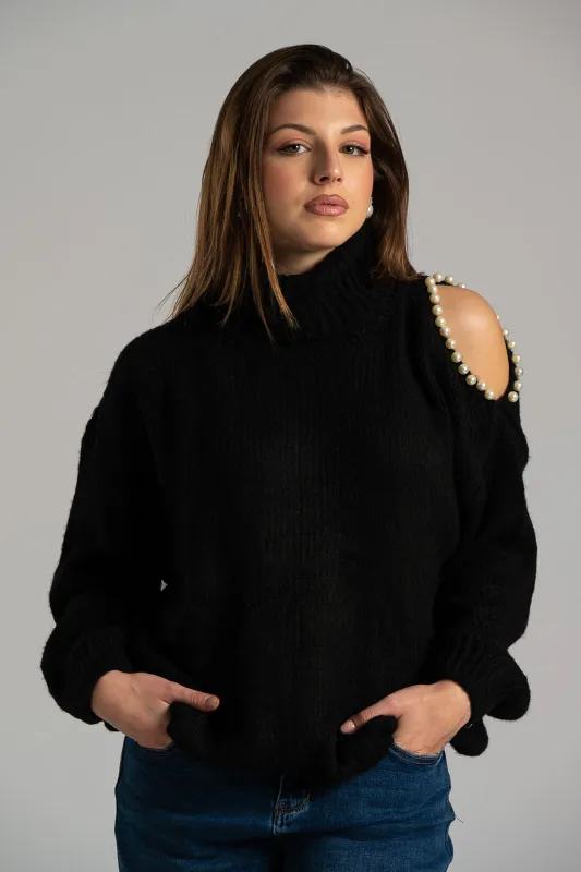 Sweater Opening Sleeve Pearl