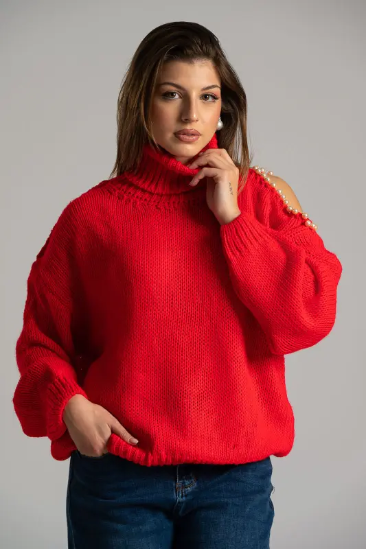 Sweater Opening Sleeve Pearl