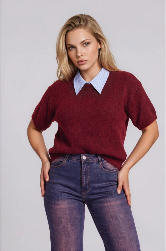 Sweater Melange with Detachable Collar