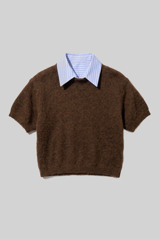 Sweater Melange with Detachable Collar