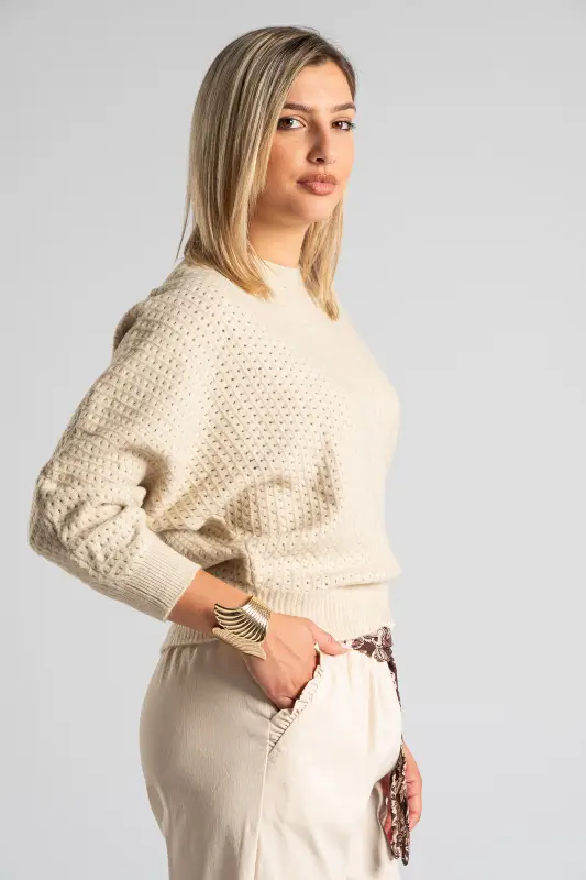 Sweater Batwing Sleeves Perforated