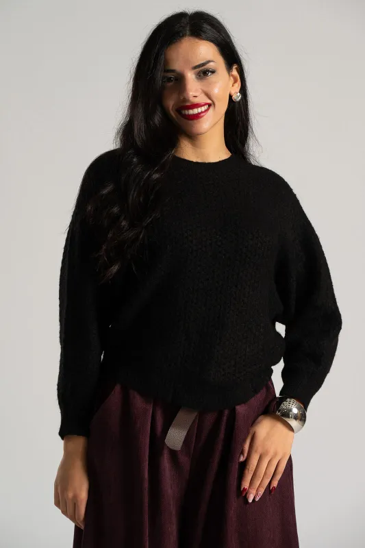 Sweater Batwing Sleeves Perforated