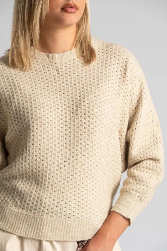Sweater Batwing Sleeves Perforated