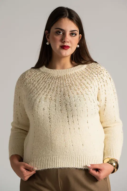 Πουλόβερ Παγιέτα Rib Τελείωμα