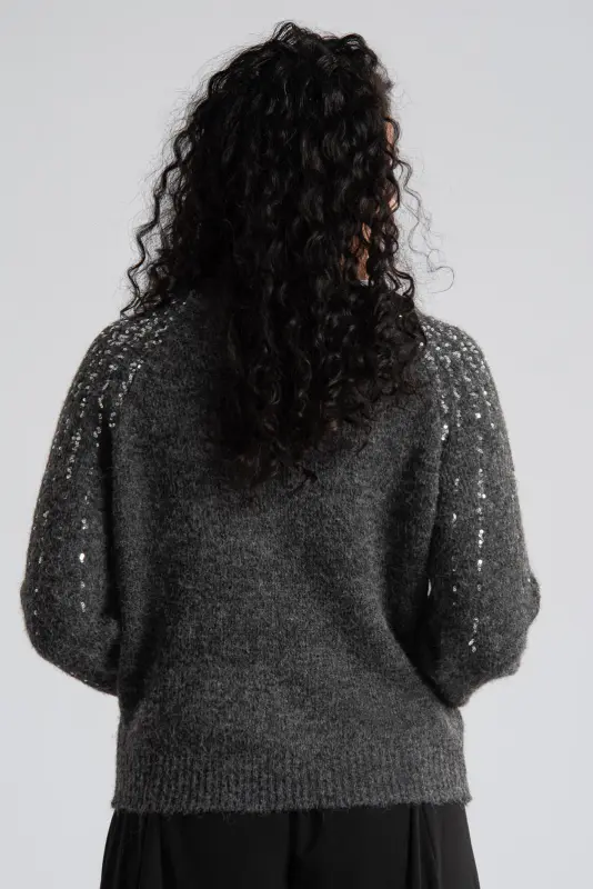 Sweater Sequin Rib Trim 