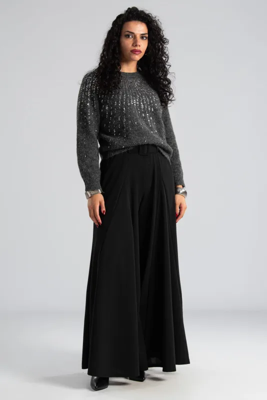 Sweater Sequin Rib Trim 