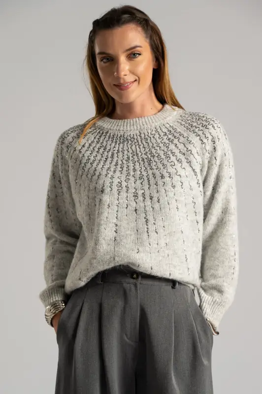 Πουλόβερ Παγιέτα Rib Τελείωμα