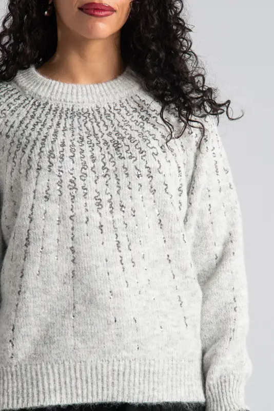Sweater Sequin Rib Trim 