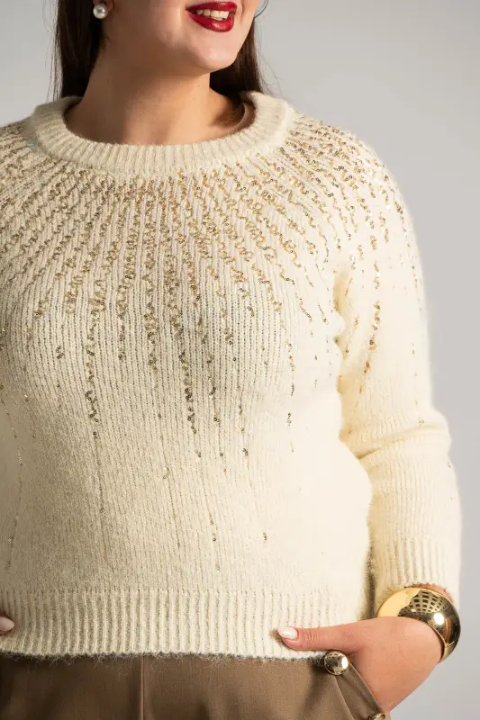 Πουλόβερ Παγιέτα Rib Τελείωμα