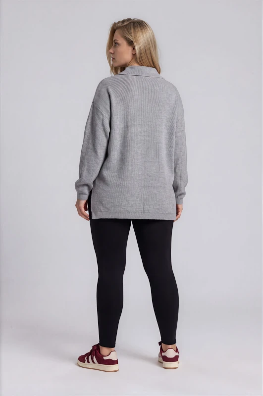 Sweater Ribbed Zipper Collar