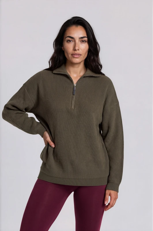 Sweater Ribbed Zipper Collar