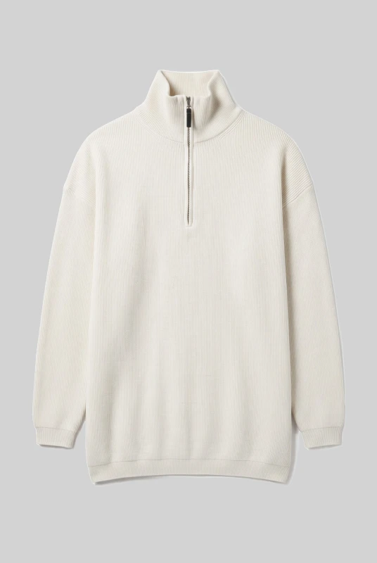 Sweater Ribbed Zipper Collar