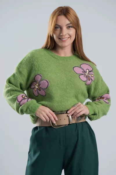 Πουλόβερ Χνουδωτό Marguerite Apple Green