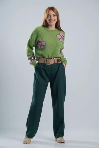 Πουλόβερ Χνουδωτό Marguerite Apple Green
