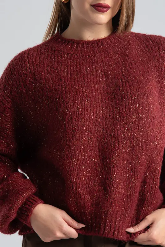 Gold Thread Balloon Sleeve Sweater 