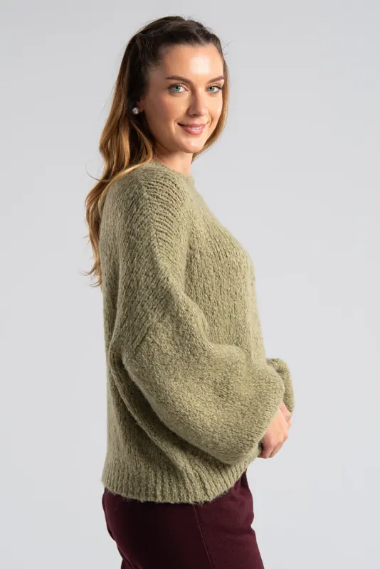 Gold Thread Balloon Sleeve Sweater 