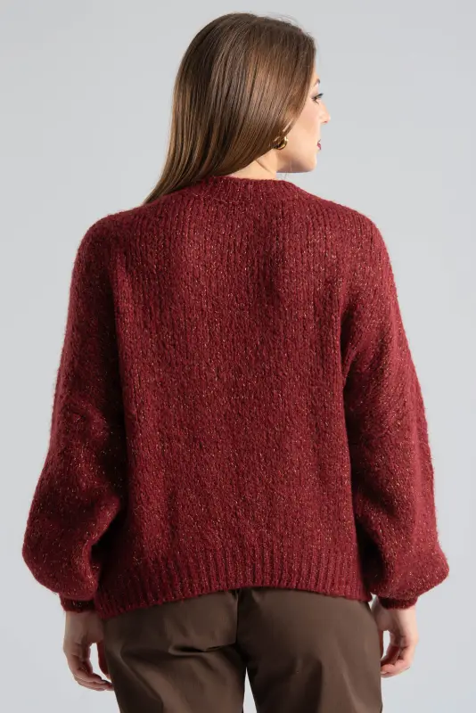 Gold Thread Balloon Sleeve Sweater 