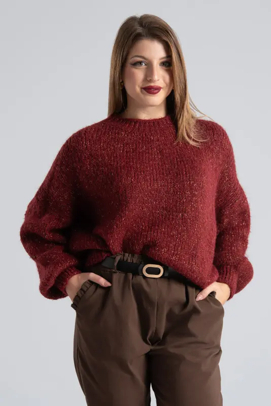 Gold Thread Balloon Sleeve Sweater 