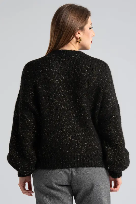 Gold Thread Balloon Sleeve Sweater 