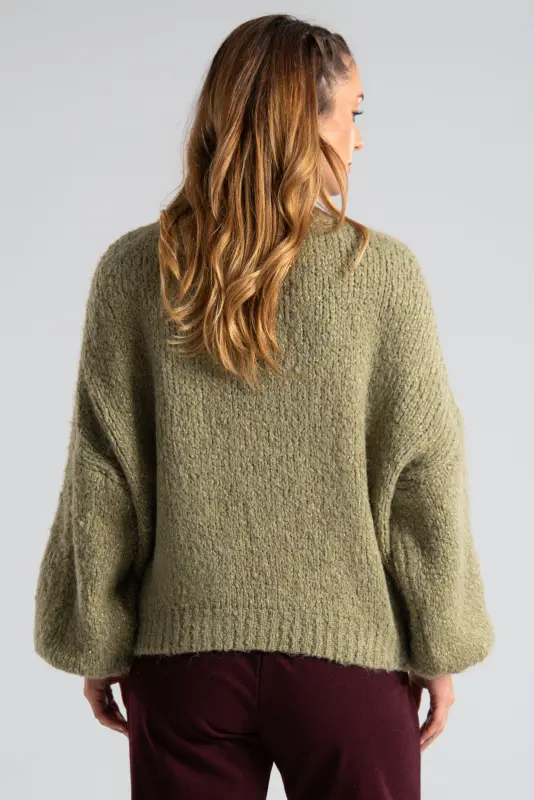 Gold Thread Balloon Sleeve Sweater 