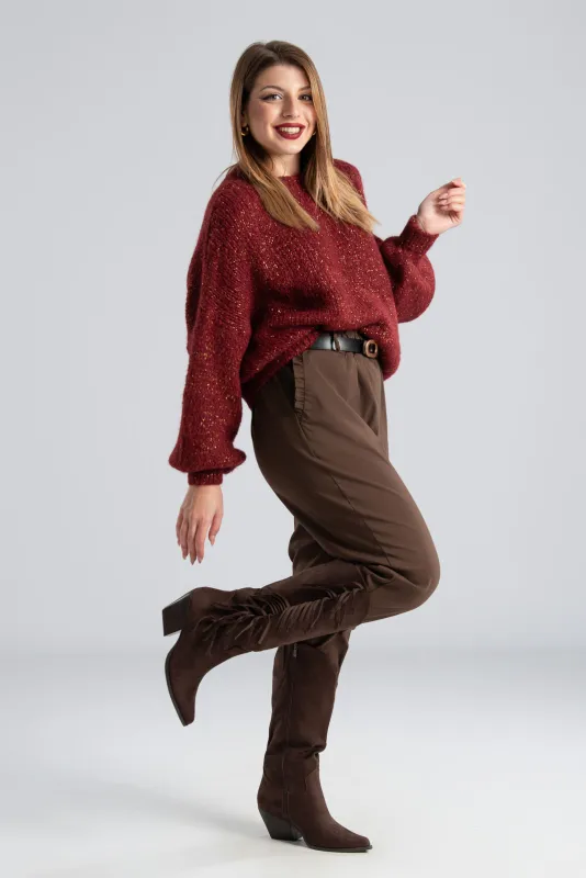 Gold Thread Balloon Sleeve Sweater 