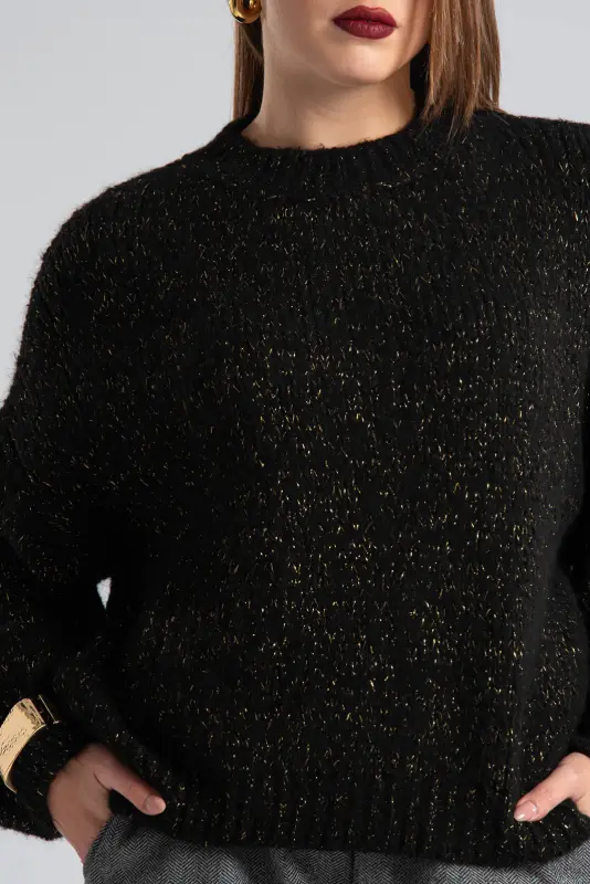 Gold Thread Balloon Sleeve Sweater 