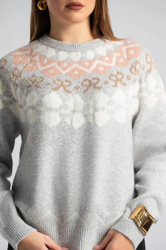 Sweater Gold Thread Embroidered 