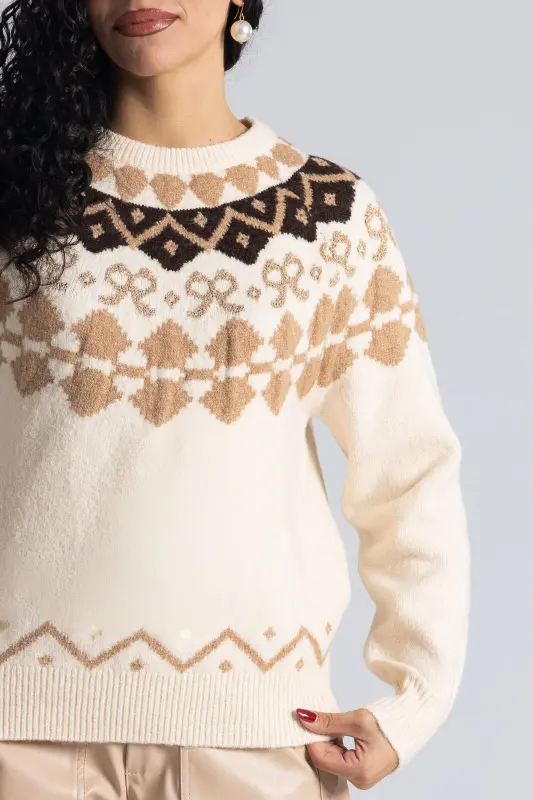 Πουλόβερ Χρυσοκλωστή Εμπριμέ