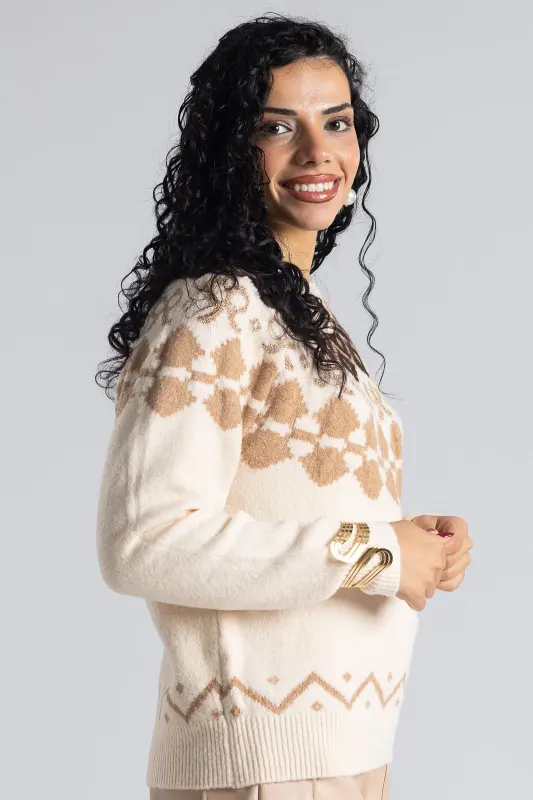 Πουλόβερ Χρυσοκλωστή Εμπριμέ