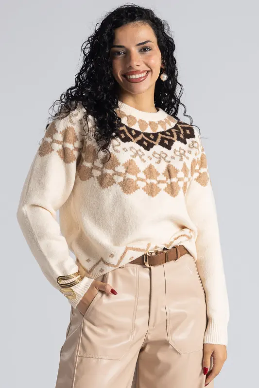 Πουλόβερ Χρυσοκλωστή Εμπριμέ