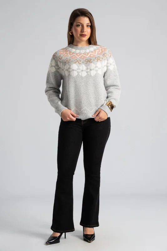 Sweater Gold Thread Embroidered 