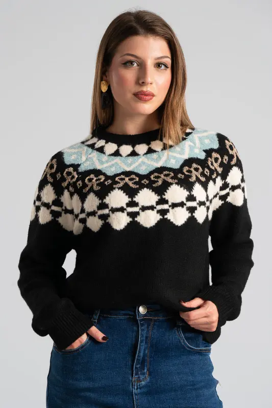 Πουλόβερ Χρυσοκλωστή Εμπριμέ