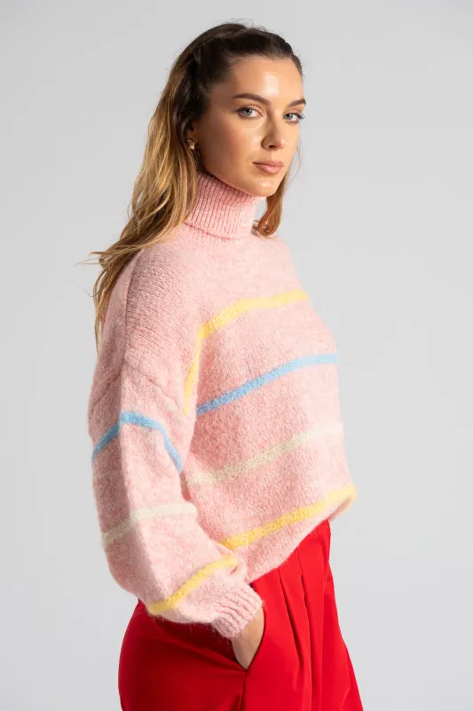 Pullover Turtleneck Colored Stripes