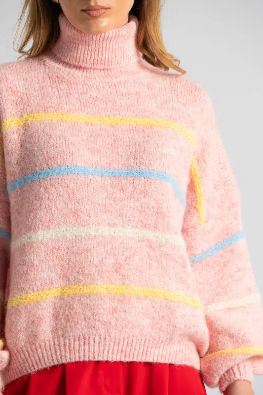 Pullover Turtleneck Colored Stripes