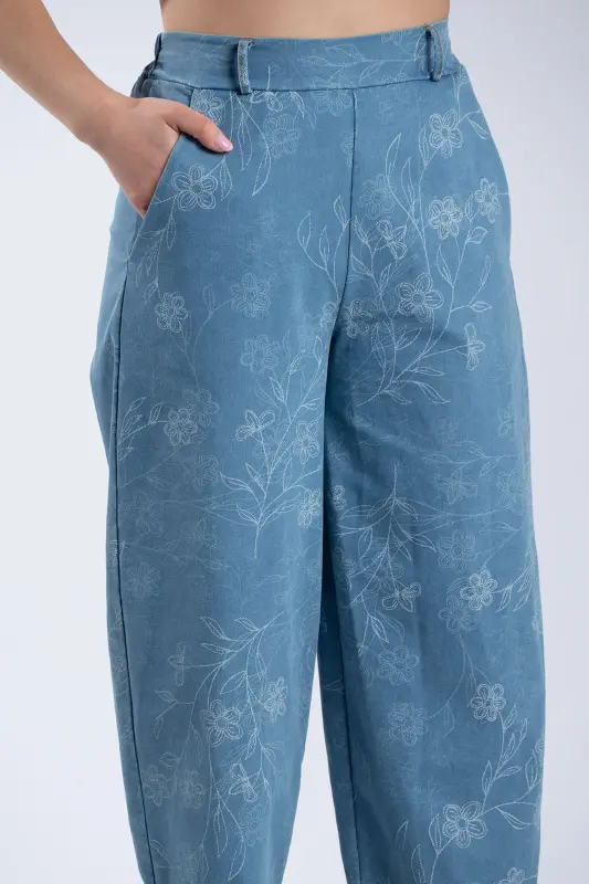 Relaxed Fit Παντελόνι Floral Print