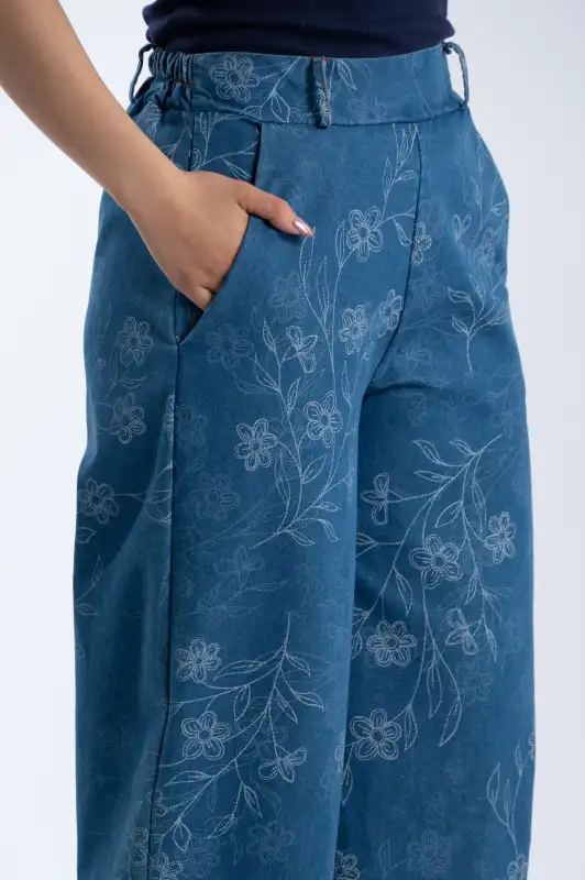 Relaxed Fit Παντελόνι Floral Print