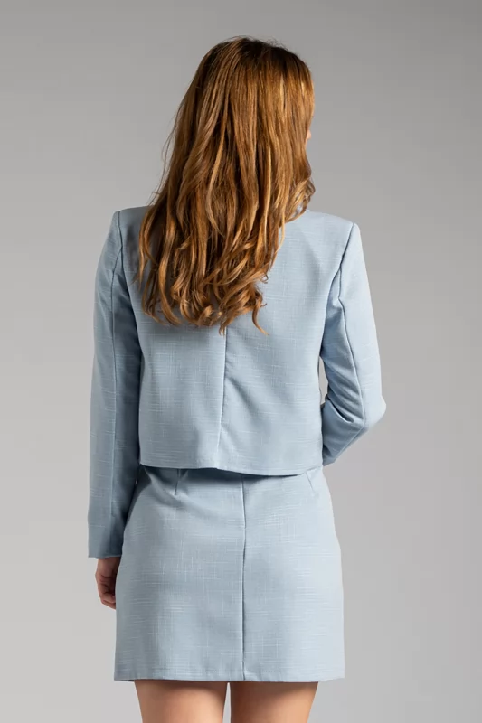 Jacket Crop Button Light Blue