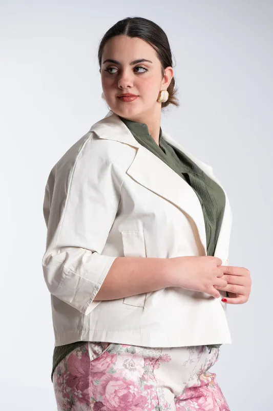 Solid-Color Cotton Crop Jacket 