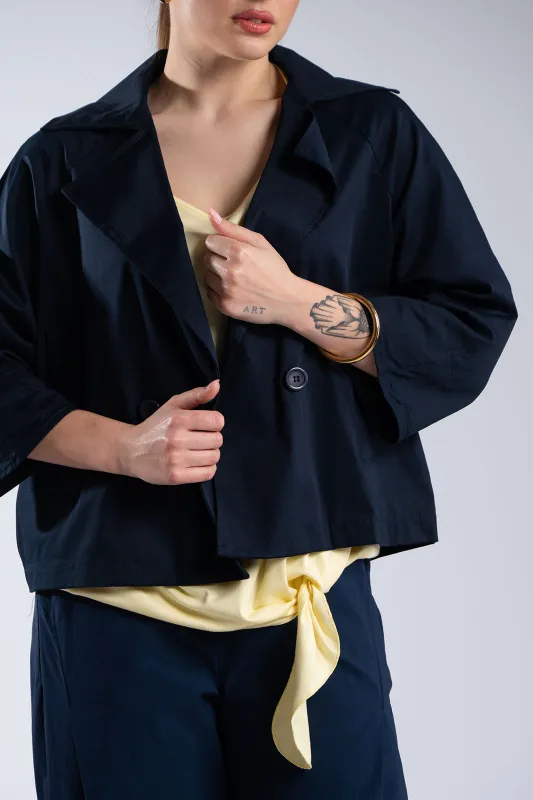 Σακάκι Crop Βαμβακερό Μονόχρωμο