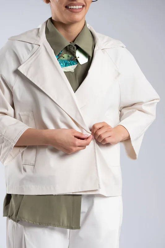 Σακάκι Crop Βαμβακερό Μονόχρωμο