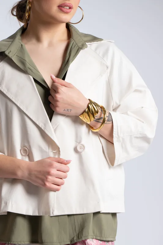 Solid-Color Cotton Crop Jacket 