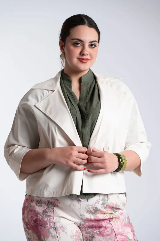 Solid-Color Cotton Crop Jacket 