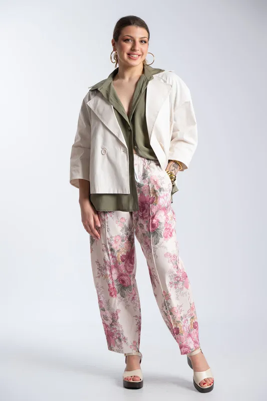 Solid-Color Cotton Crop Jacket 