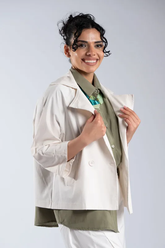 Σακάκι Crop Βαμβακερό Μονόχρωμο