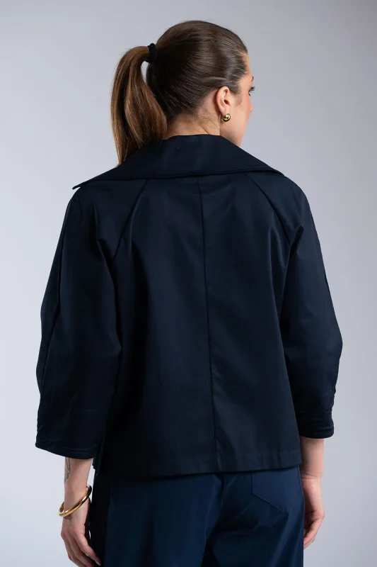 Σακάκι Crop Βαμβακερό Μονόχρωμο