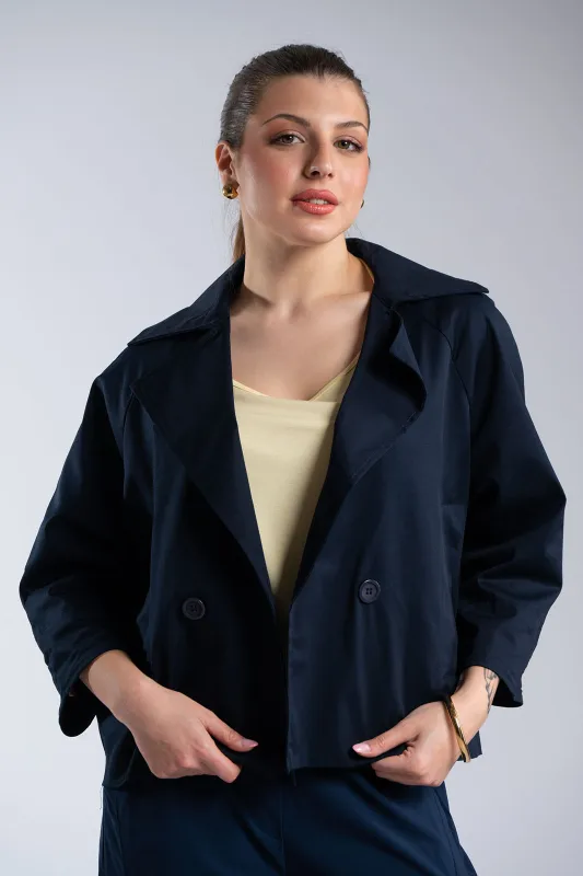 Solid-Color Cotton Crop Jacket 