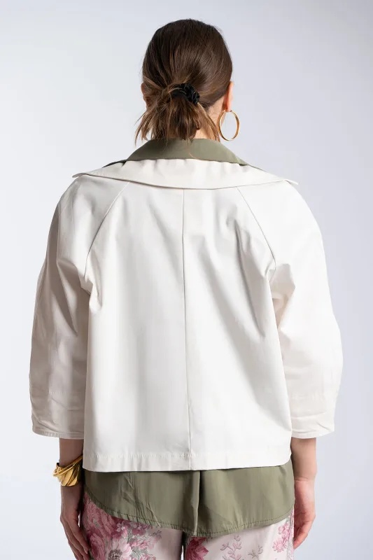 Solid-Color Cotton Crop Jacket 